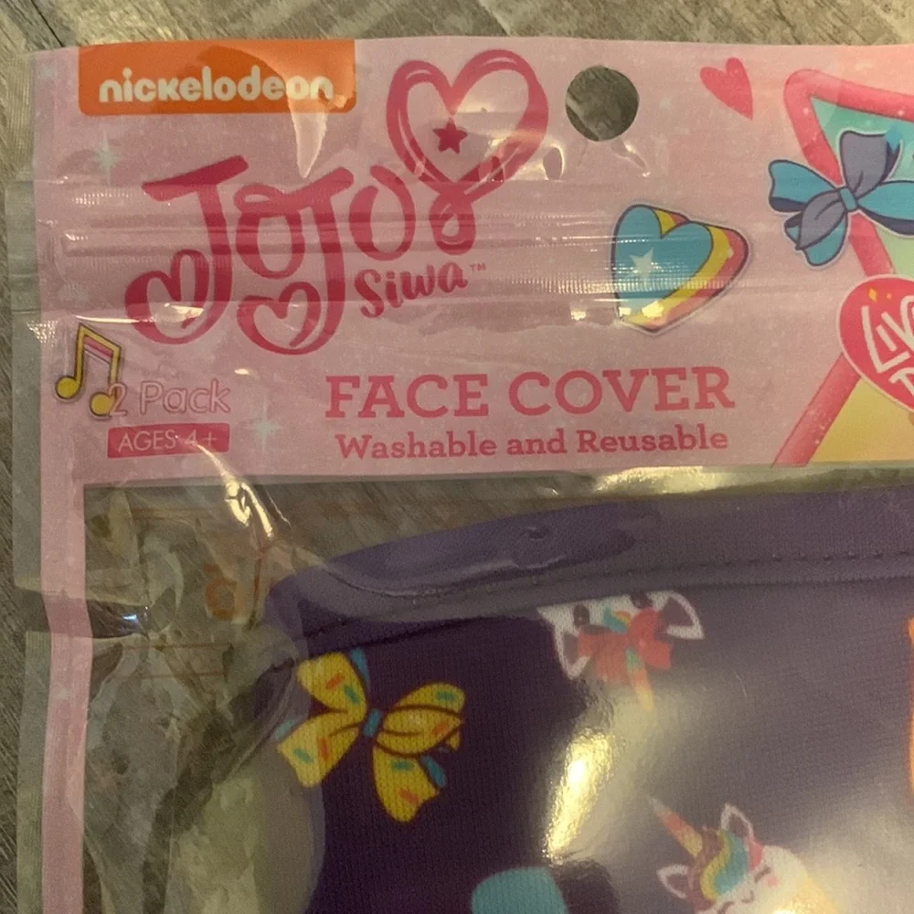JoJo Siwa kids face coverings. Pack of 2. **Brand new in sealed package**